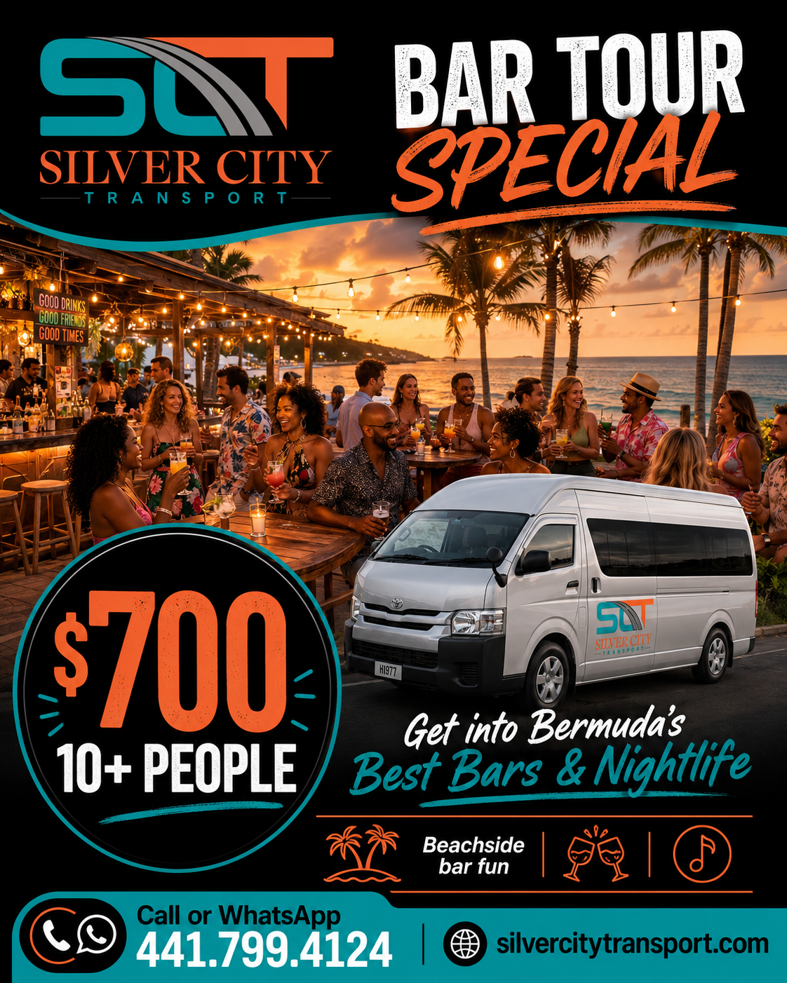 Bar Tour Special flyer — $700 for 10 or more people